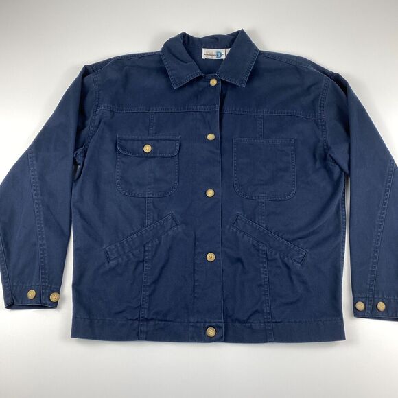 VTG 90's Paul Harris Design Shacket Cotton Twill Button Front Pockets Gorpcore - Picture 2 of 11